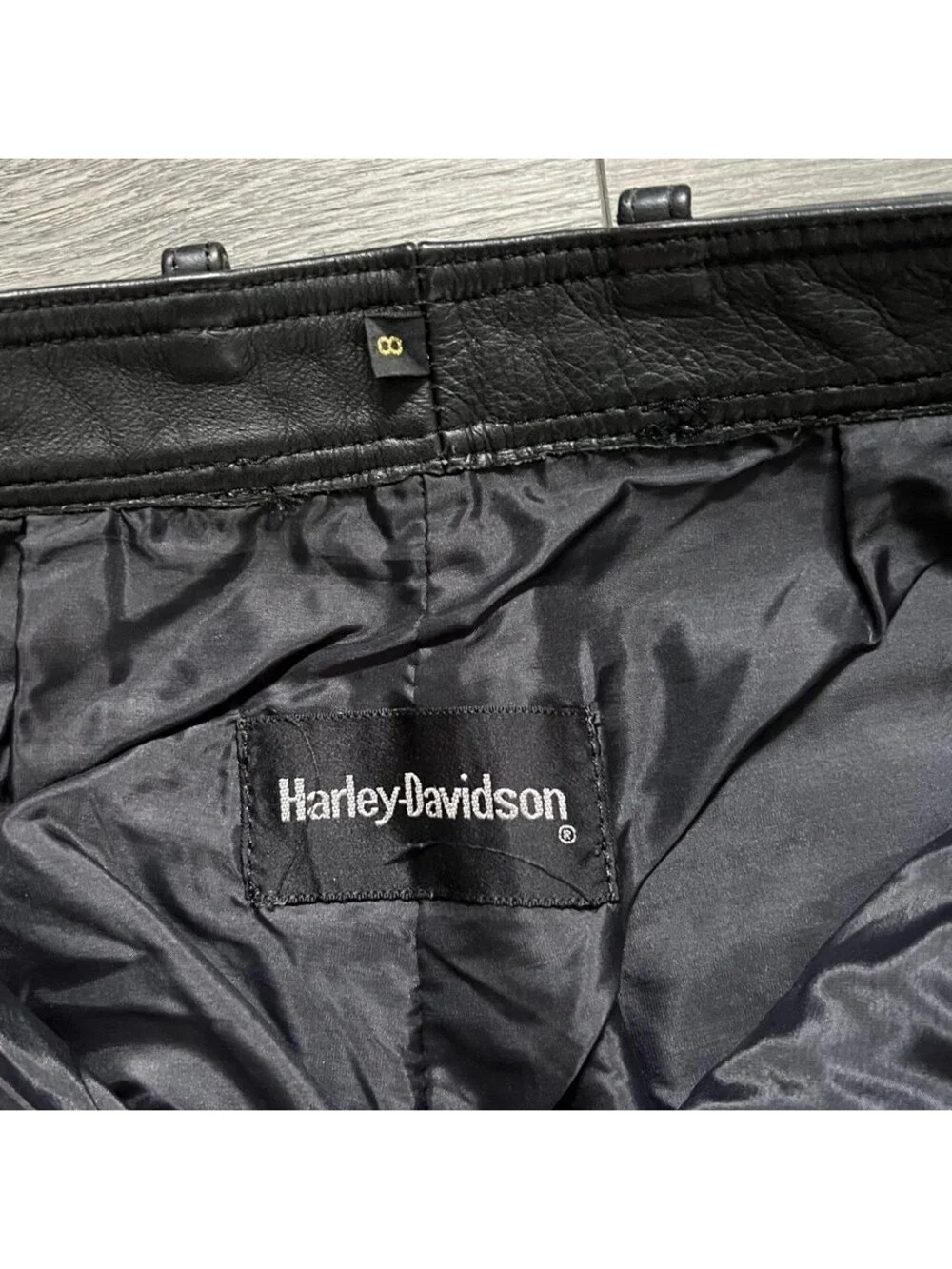 Vintage Harley-Davidson Women's 8 Leather Lace Up Motorcycle Pants Black